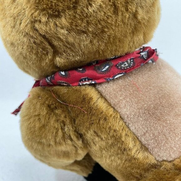 Cowboy Cow Bull Plush 10” Western Paisley Bandana Brown Big White Teeth Sitting - Picture 10 of 12